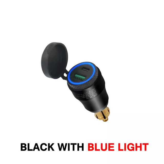 Motorcycle Aluminium DIN Hella Plug Dual USB Quick Charger Adapter LED ...