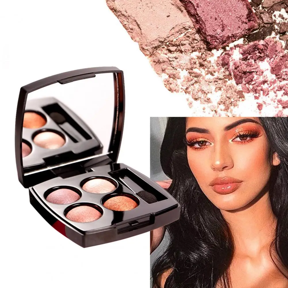 Multicolor Pearlescent 4 Colors Eye Shadow Plate Portable Cosmetic Eyeshadow Palette for Girl