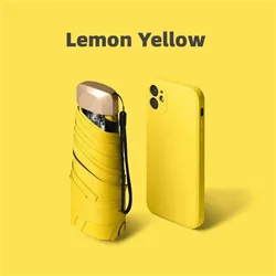 Compact Dual - Use UV Protection Pocket Umbrella with Vinyl Coating (Yellow)