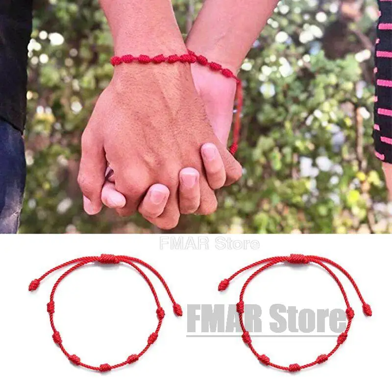 Bracelet jewelry Handmade 7 Knots Red String Bracelet For Protection Lucky Amulet And Friendship Braid Rope Wristband 4pcs/set