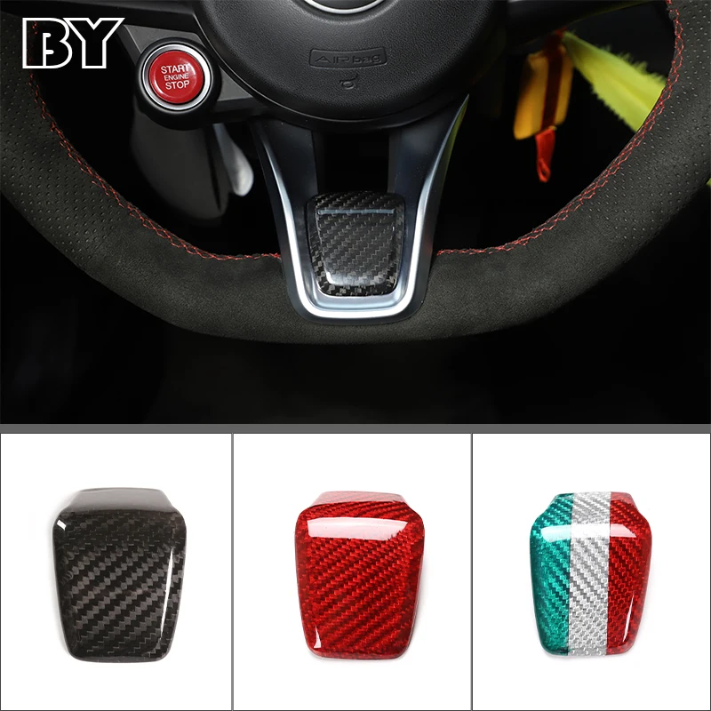 

For Alfa Romeo Giulia/Stelvio 20-21 Steering Wheel Base Decoration Stickers Real Carbon Fiber Interior Modification Accessories