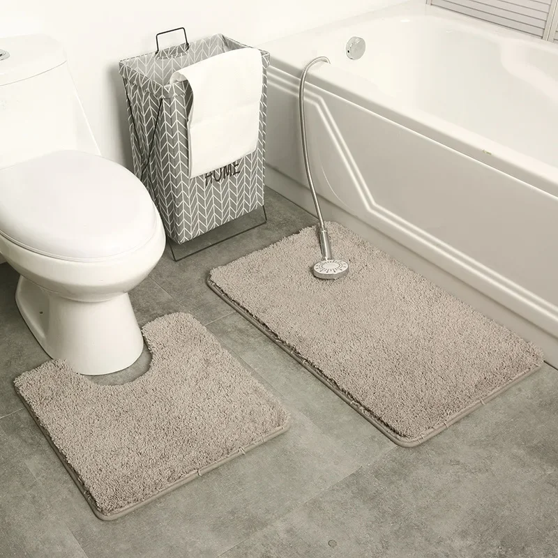 2 Piece Bathroom Rug Set Mat Bath Non Slip Toilet Soft Fluffy