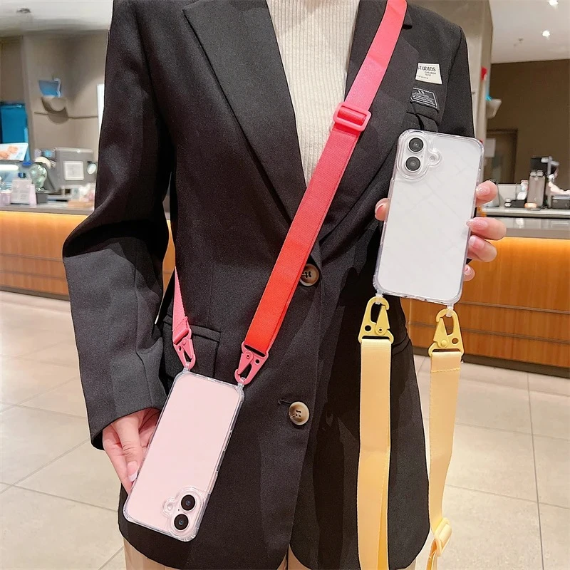 Sleek Transparent Crossbody Lanyard Phone Case - Shockproof Cover