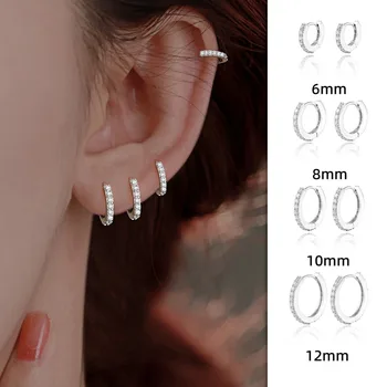 925 Sterling Silver Rhinestone Crystal Hoops 1