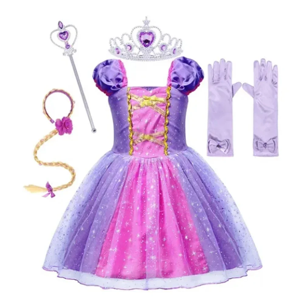 Jurepecia Girls Rapunzel Princess Dressing Up Dress Kids Birthday Holiday Party Costumes Fancy Dress