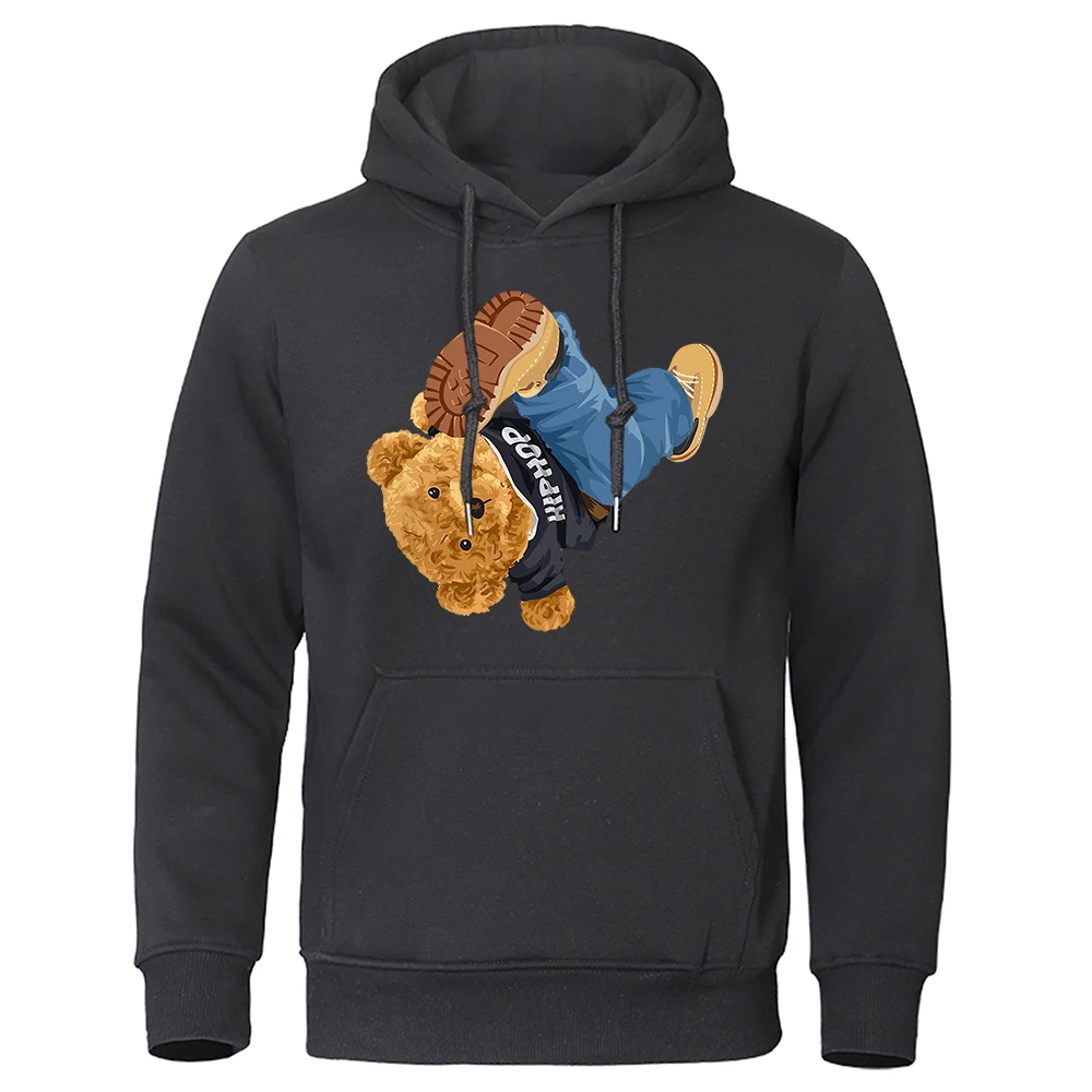 

Hip-Hop Dance Teddy Bear Cute Print Mens Hoodie Fashion Breathable Sweatshirts Warm Fleece Streetwear Fashion Casual Sweatshirt