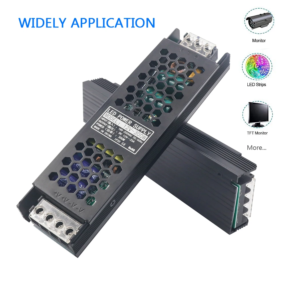 Description Picture 4 of item12V 24V LED Power Supply AC to DC Transformer 60W 100W 200W 300W 400W Super Thin Converter for LED Strip Light Bulb LED Driver