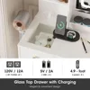 Vanity Desk Mirror and Lights, Makeup Table Charging Station, 45in Vanity Set Comfortable Bench, Big Vanity 5 drawers 4
