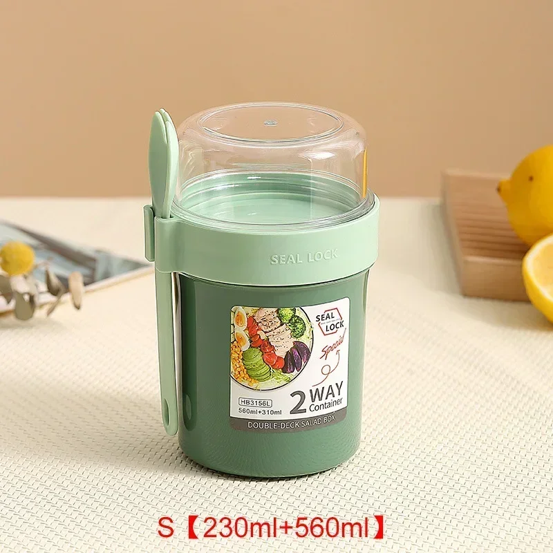 Bento Lunch Box and Yogurt Container Set with Dressing Holder and Fork