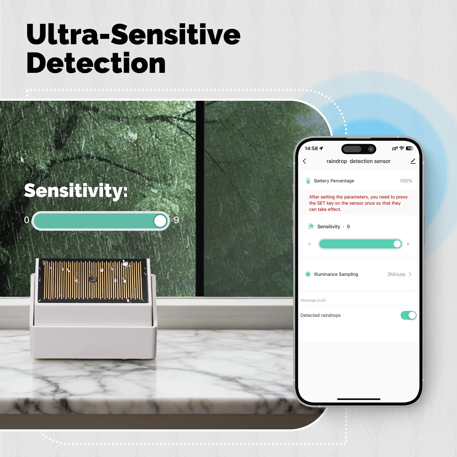 Tuya ZigBee Smart Rain Detection Sensor Water Leakage Flood Detector Wireless IP