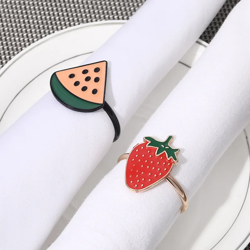 

1pc Fruit Napkin Buckle Alloy Drip Oil Metal Napkin Rings Wedding Christmas Dinner Napkin Holder Kids Party Table Home Decors