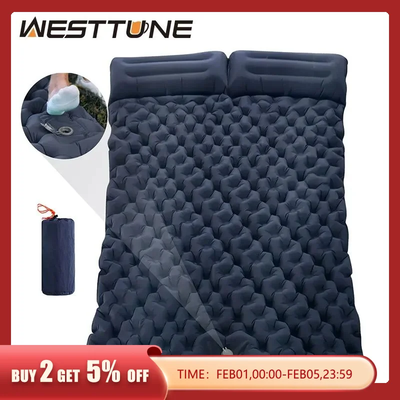 WESTTUNE Double Inflatable Mattress with Built-in Pillow Pump 1