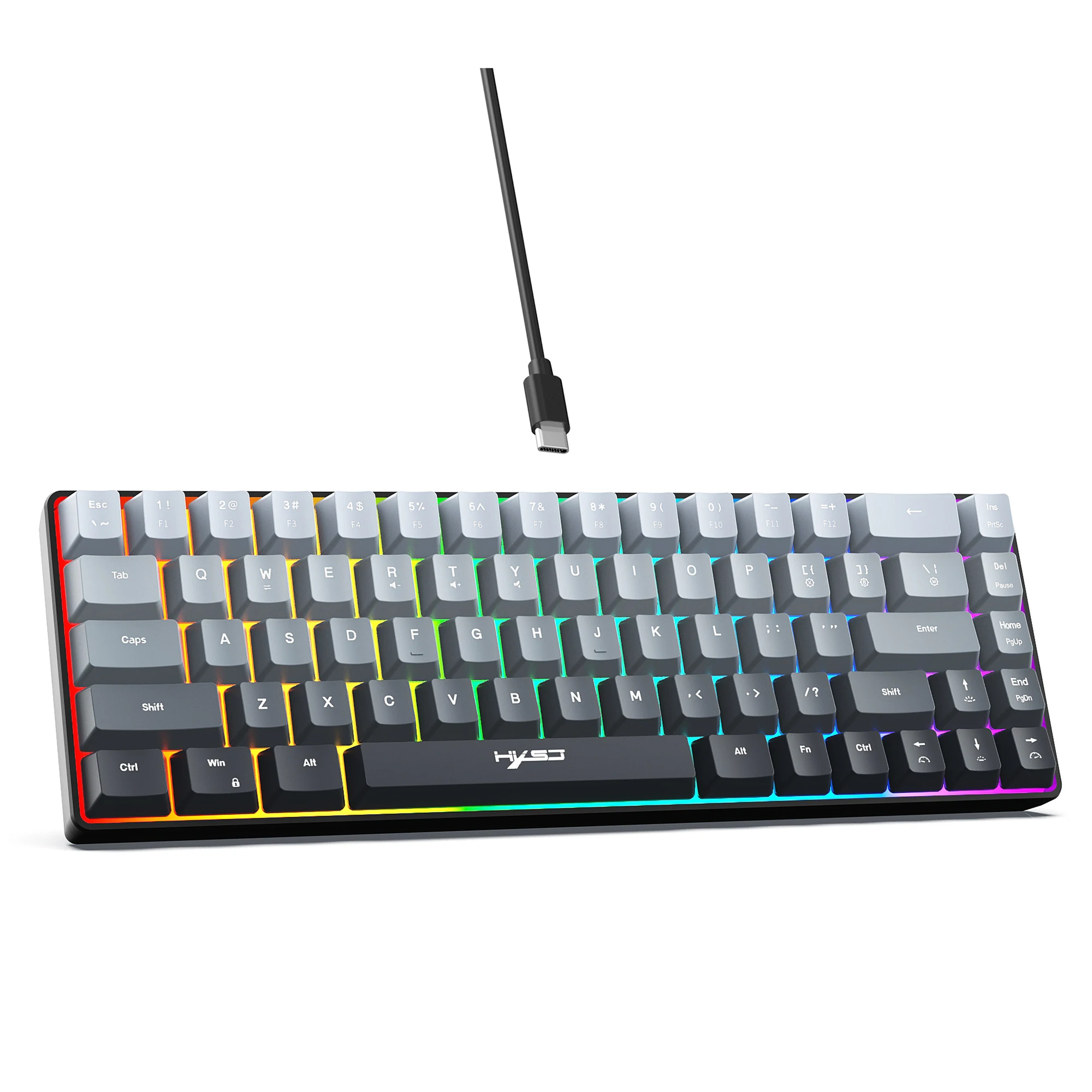 Teclado para juegos con retroiluminación RGB, 68 teclas compacto y portátil, diseño ergonómico para jugadores de PC/Mac y viajeros de negocios