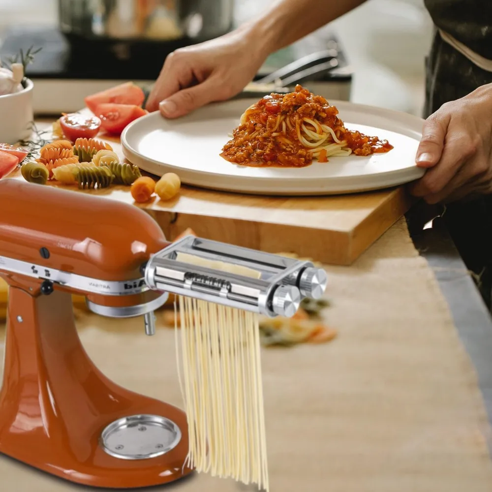 Pasta Maker for Kitchenaid Attachments，3 in 1 Stainless Steel Pasta Attachment for Kitchenaid Stand Mixer, Included Pasta Roller 5
