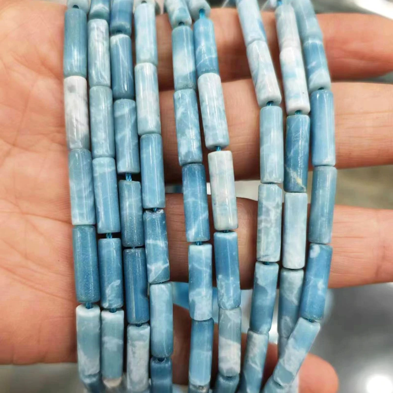 New Natural Sea Pattern Stone Round Tube  Beads  DIY Bracelet Necklace Earrings Sweater Chain Jewelry Accessories  Wholesale