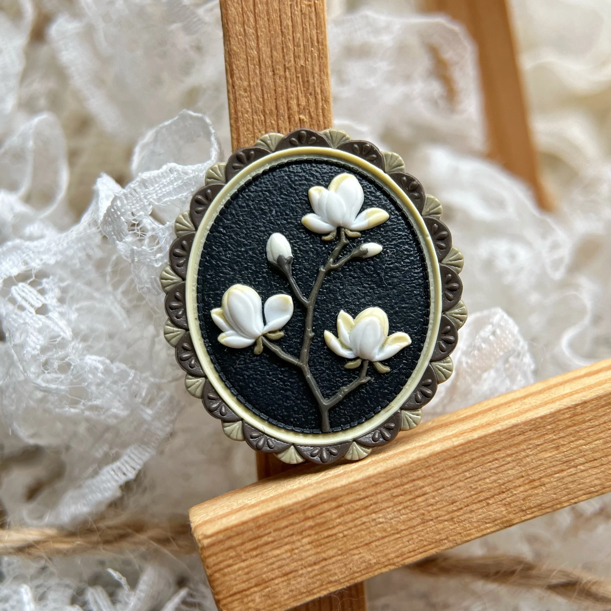 New Wax Seal Stamp Head Magnolia Special-Shaped Multi-Layer Relief Wedding Invitation Envelope Sealing Brass Stamp Toy