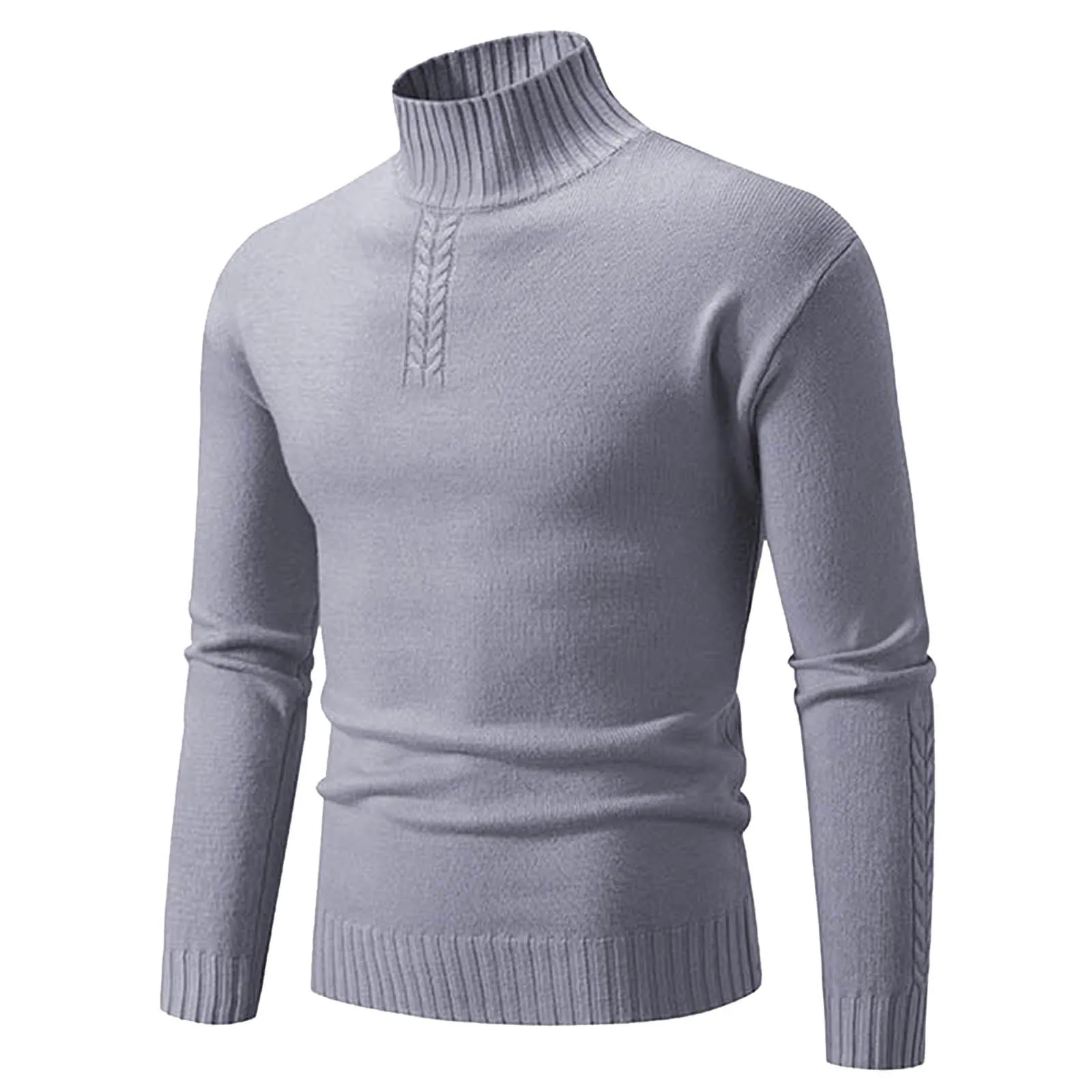 Mens Sweater Turtleneck Autumn Winter High Neck Long Sleeve Sweater Knit Pullovers Slim Knitwear Oversized Knitted Sweaters Male