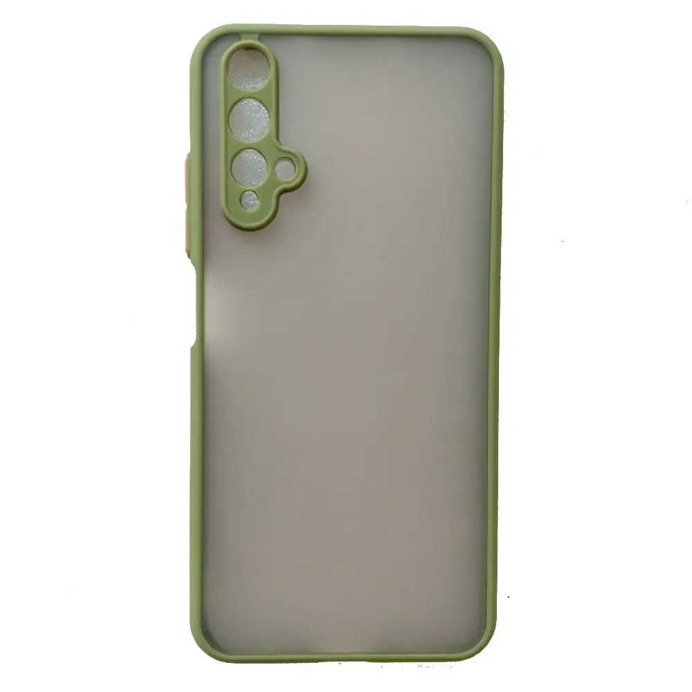 Frosted Translucent Shockproof Case with Silicone Frame and Hard Clear Cover
