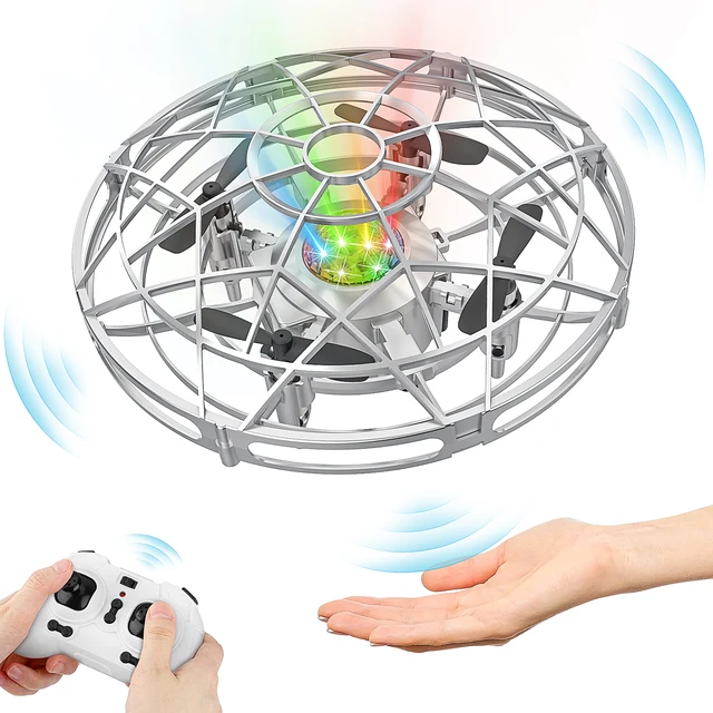 UFO Mini Drone, Remote & Hand Control Flying Spinne Kids Toys Helicopter with Infrared Sensor, 360°Flip & Rotation Aircraft Toy 1