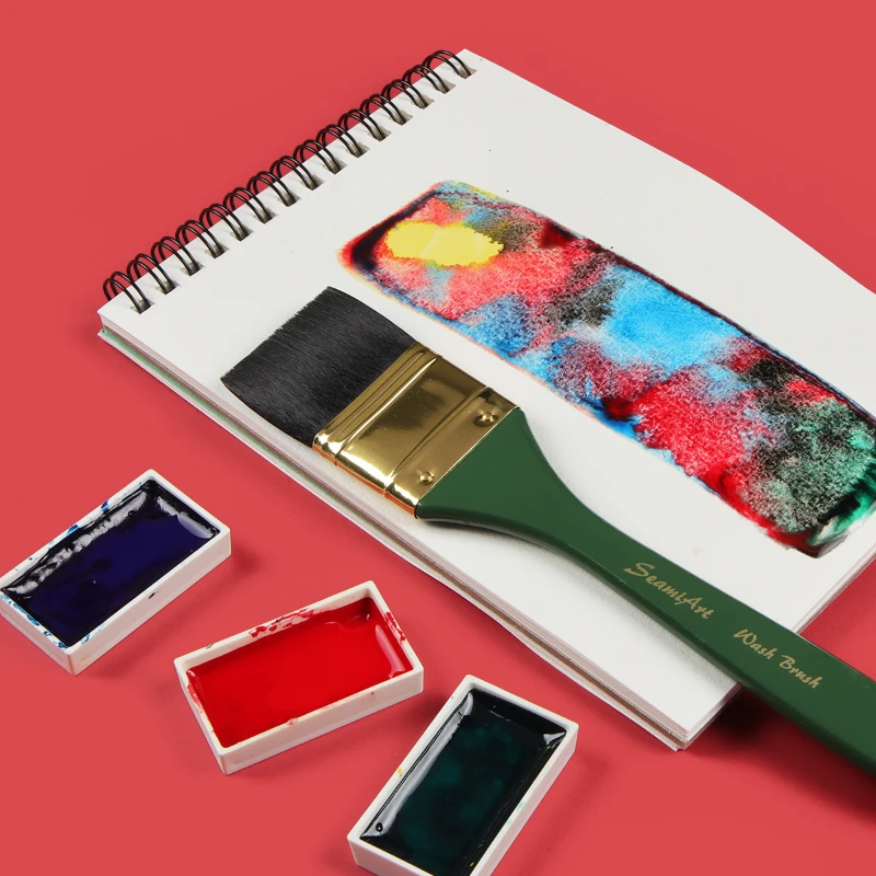 

Однослойная зеленая нейлоновая плоская кисть для рисования, школьная фотография, специальный аксессуар для акварели