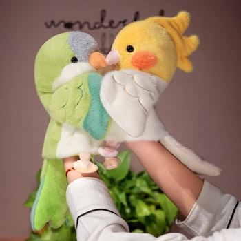Bird Soft Stuffed Toys Doll Parrot Cosplay Plush Doll Educational Baby Toy Kawaii Cockatiel/Budgerigar/Monk Parakeet Hand Puppet