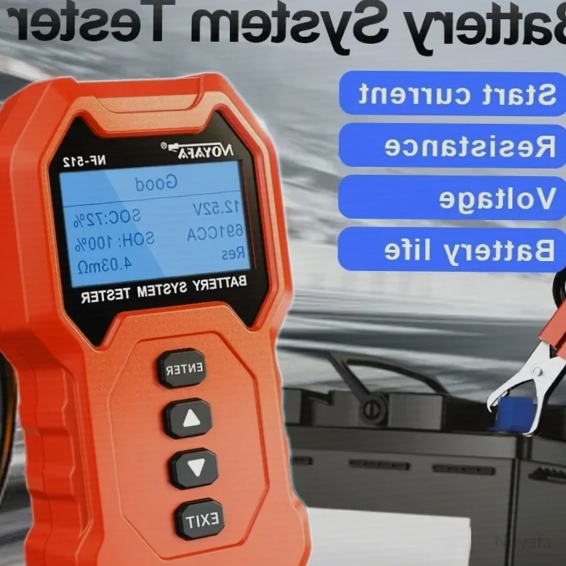 Scanner diagnostico per batterie auto 12V 24V con schermo LCD chiaro, funzione di test del carica e della carica di avviamento per tutte le batterie al litio dei veicoli NF-512 - immagine 4
