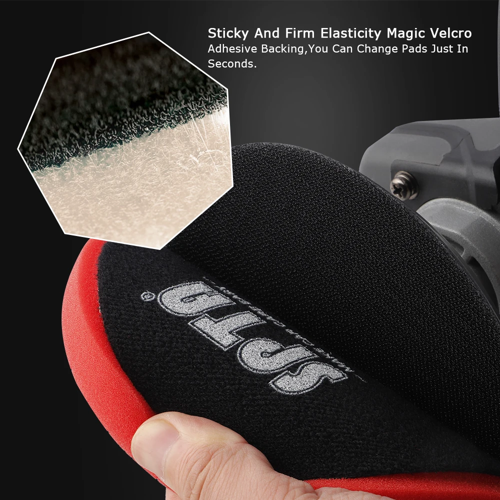 SPTA 5 Inch Rotary Buffer Polisher Electric Buffing Polishing Machine Polisher&Polishing Pads Set Auto Buffing and Polishing car polisher