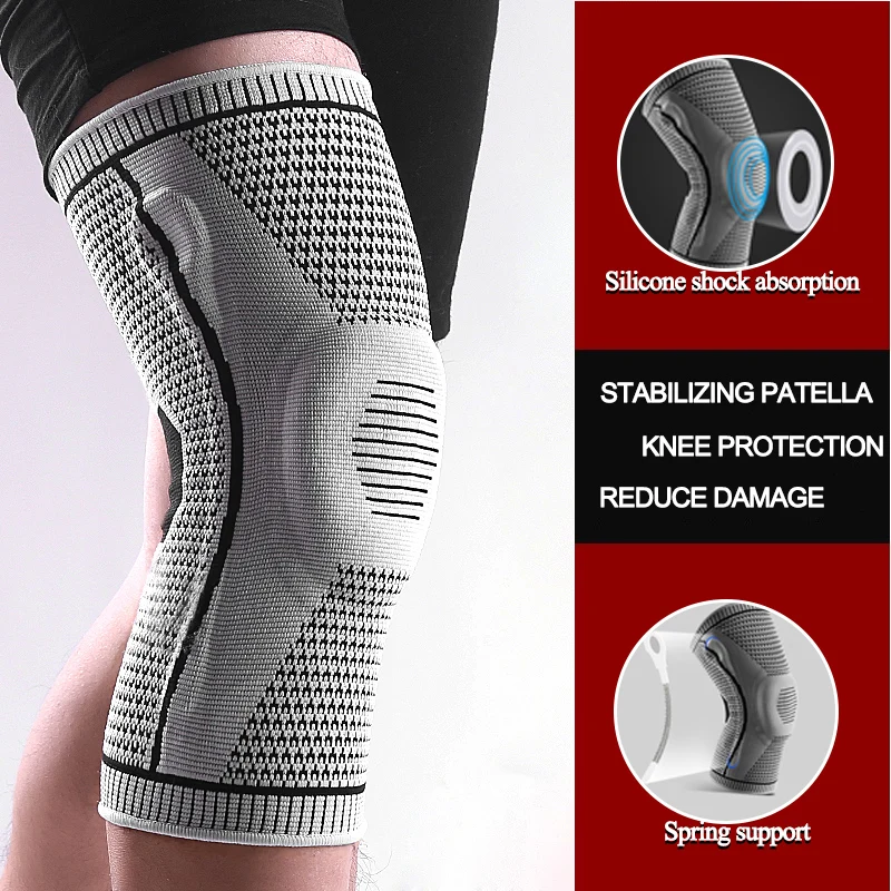 

1 PC Knee Brace Strap Patella Medial Support Strong Meniscus Silicone Compression Protection Sport Kneepads Running Basket