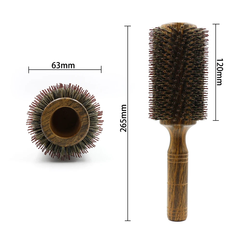 Professional Boar Bristle Round Hair Brush for Women and Men Hair Styling Comb Salon Hairdressing Hairdresser Wood Round Brush 5