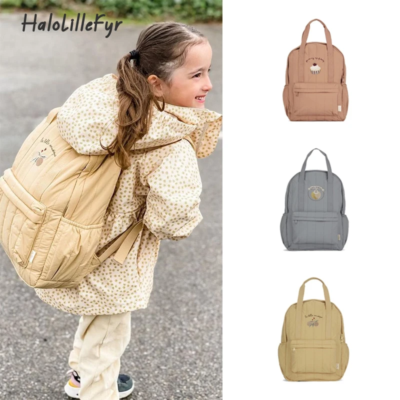 

Baby Backpack Kids Primary Schoolbag Kindergarten Cartoon Embroidery Cherry Lemon Children's Parent-child Travel Storage Bag