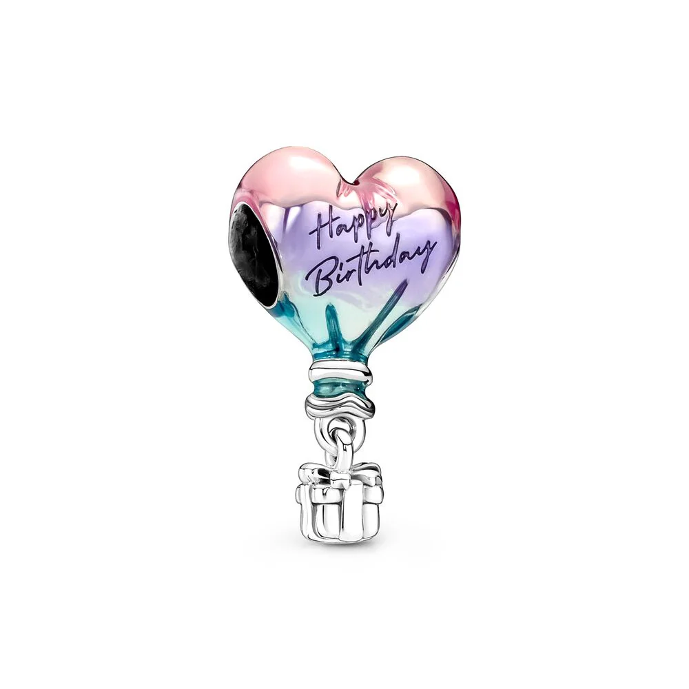 Pandora 925 Silver Pacifier Happy Birthday Hot Air Balloon Charm Beaded Fit For Original DIY Jewelry For Women's Birthday Gifts