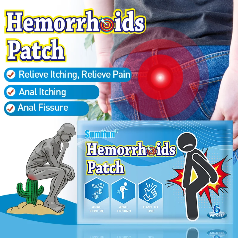 6Pcs Sumifun Hemorrhoids Patch Internal External Piles Removal Stickers Inflammation Anal Fissure Pain Relief Medical Plaster