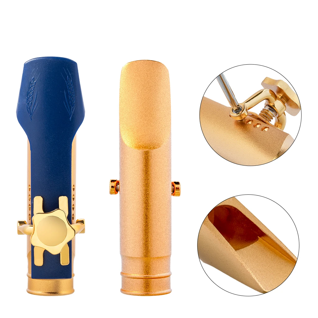 

Alto Sax Saxophone Mouthpiece w Cap & Ligatures Brass Metal Alto Eb Sax MTP Mouthpiece 5C/6C/7C/8C