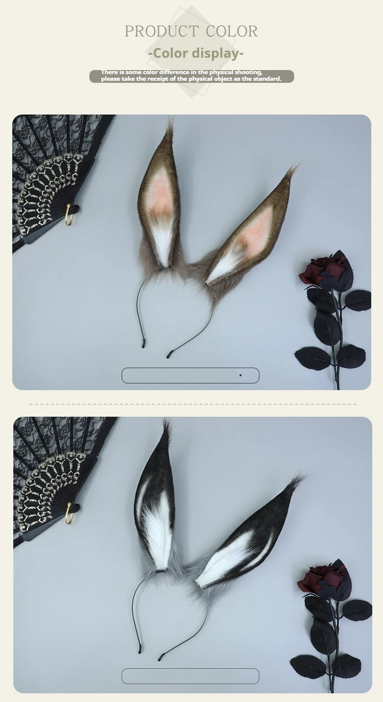 Hase Ohr Stirnband Cosplay Prop Plüsch Tier Kopfschmuck Einstellbare Kaninchen-Ohr Glatte Anime Expo Haar Zubehör Party Haarband – Detail 5