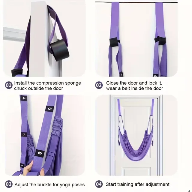 Yoga Stretch Strap Aerial Pilates Fitness Training Band Women Hammock Stretch Trainer with Door Anchor Gym Belt for Home Gym Use 5
