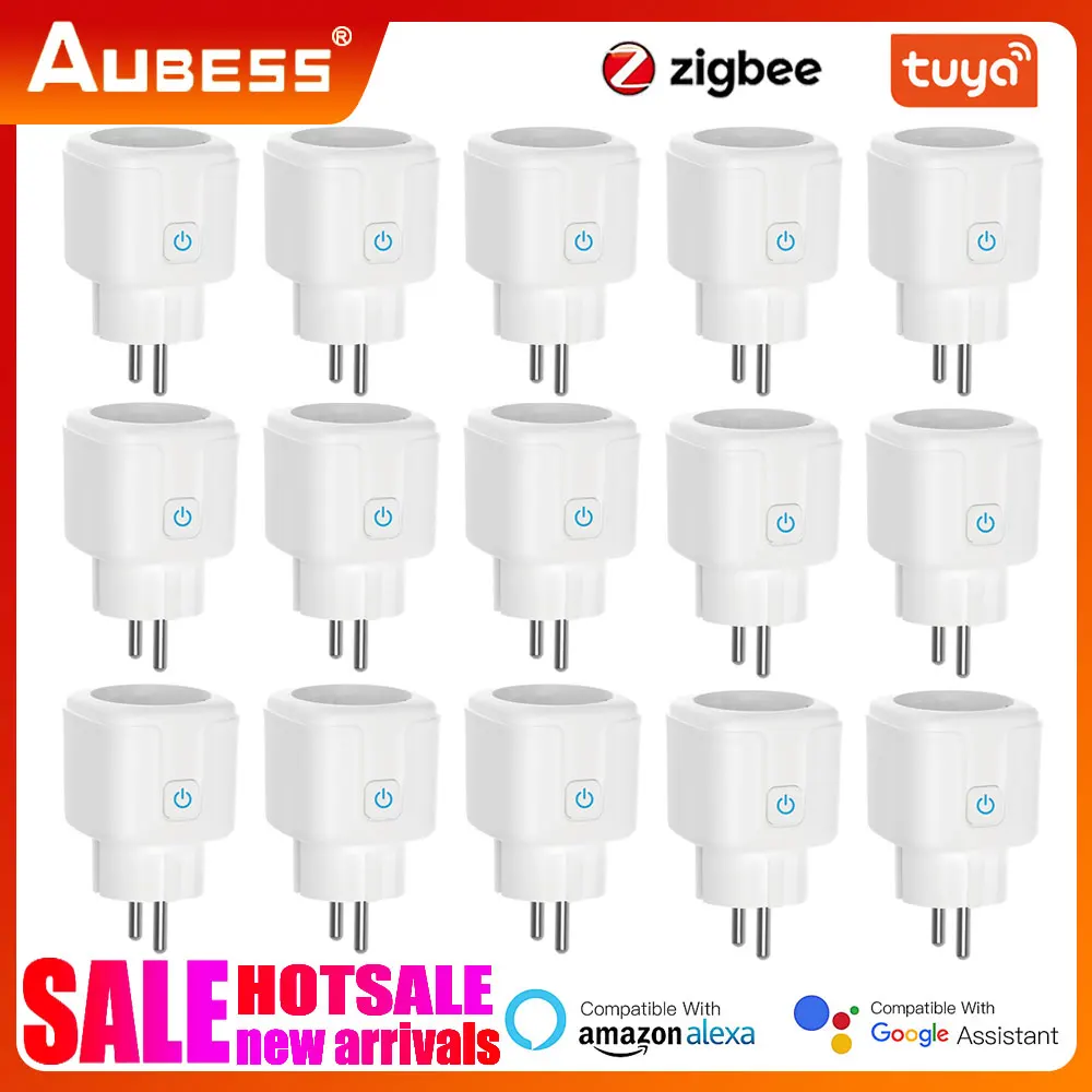 

Aubess Tuya 20A EU Smart Socket WiFi BLE Smart Plug With Power Monitoring Timing Function Voice Control Alexa Google Assistant