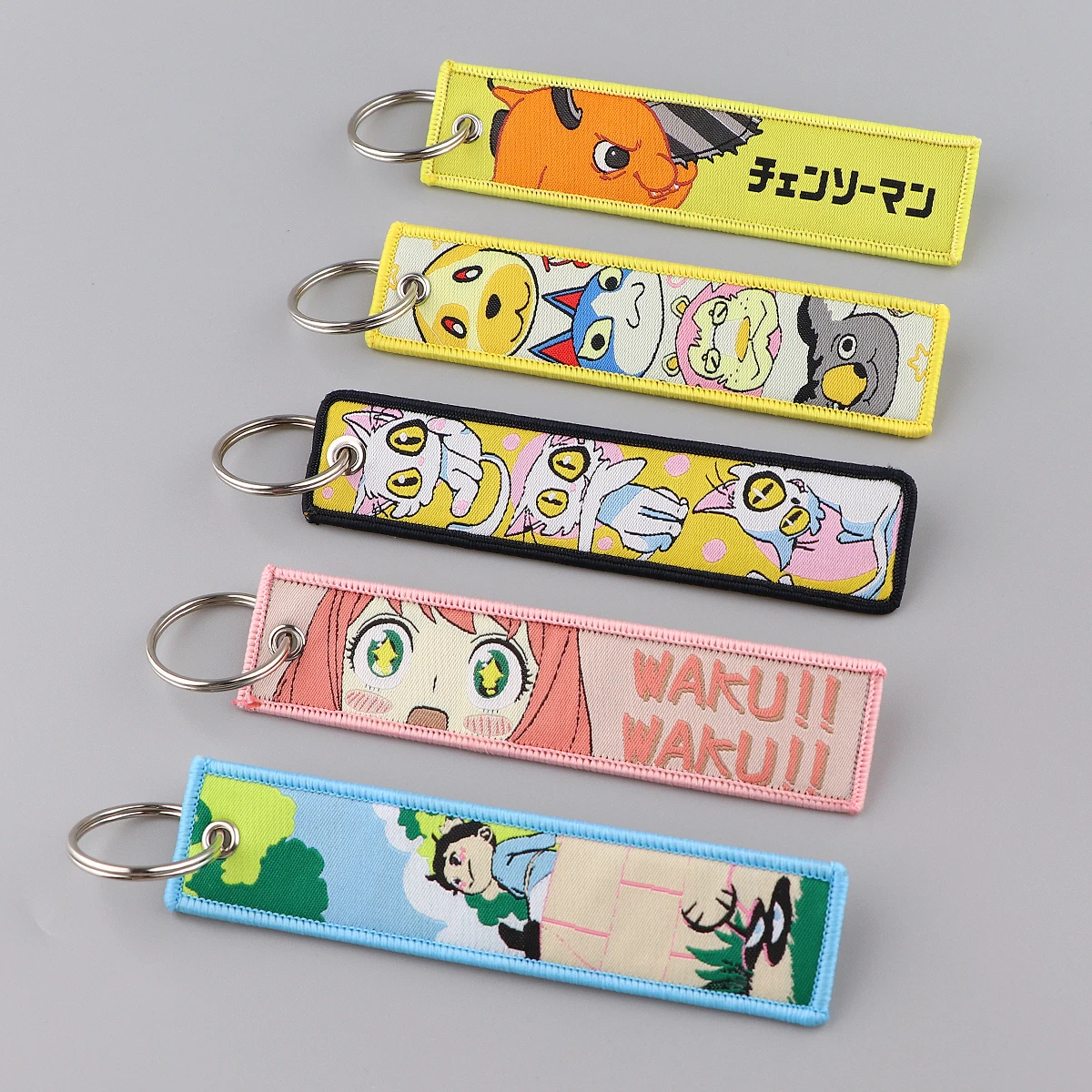 

Chainsaw Man Embroidered Key Tag Cute Keychain for Car Motorcycles Key Holder Keyring Women Men Fashion Jewelry Accessories Gift