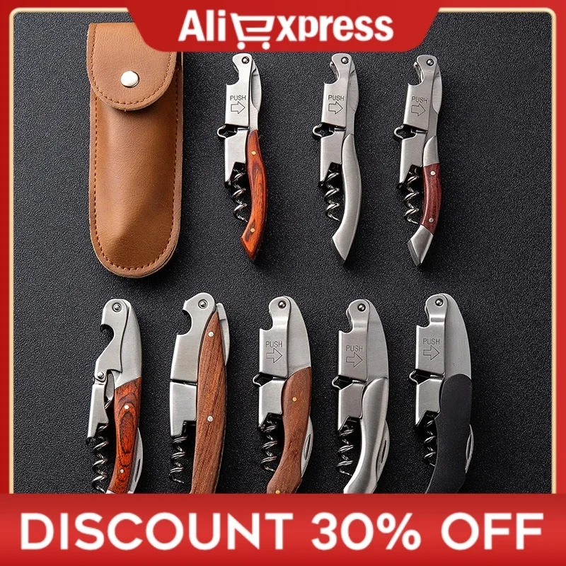 

Stainless Steel Wood Handle Wine Corkscrew Wine Opener Professional Screw Opener Cutter Portable Multifunction Beer Opener Tools