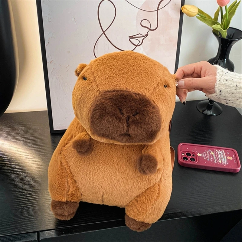 Cartoon Animal Capybara Plush Backpack Stuffing Shoulder Crossbody Bag Gift