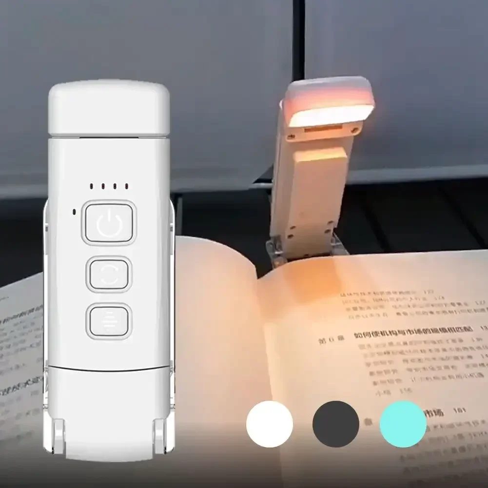 Portable Rechargeable Book Light with 3 Lighting Modes Clip-on LED Reading Light for Books Adjustable Brightness Reading