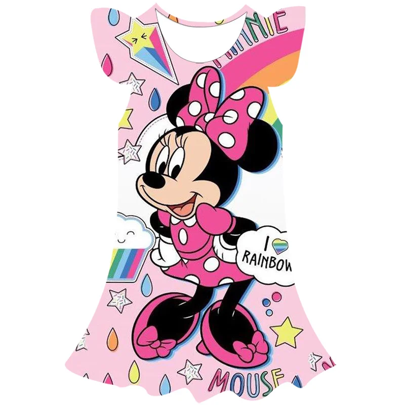 

Baby Girl 3D Printing Dress O-Neck Sleeveless Mickey Mouse Casual Loose Party Dress for 2023 Summer Disney New Style