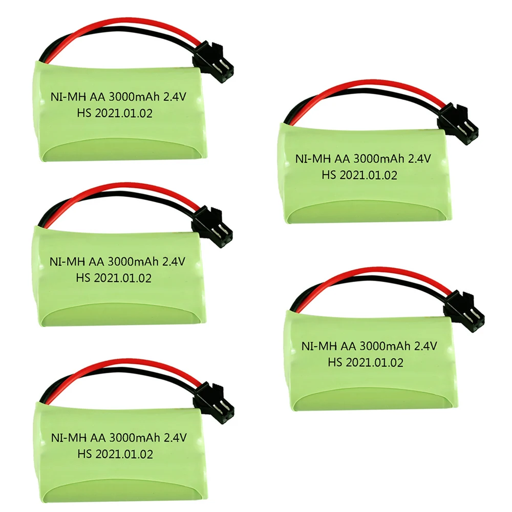 Batteria Ricaricabile Nimh 2.4 V 3000Mah Con Spina Sm Per Rc Toy Car Tank Train Robot Boat Ni-Mh Aa 2400 Mah 2.4 V Batteria 1-10 Pz