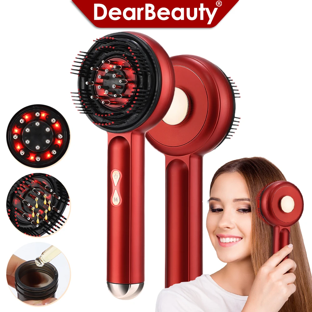 Electric Scalp Massager Comb Red Light Therapy Hair Growth Comb Anti-Hair Loss Rechargeable Oil Applicator for Nourishing Care