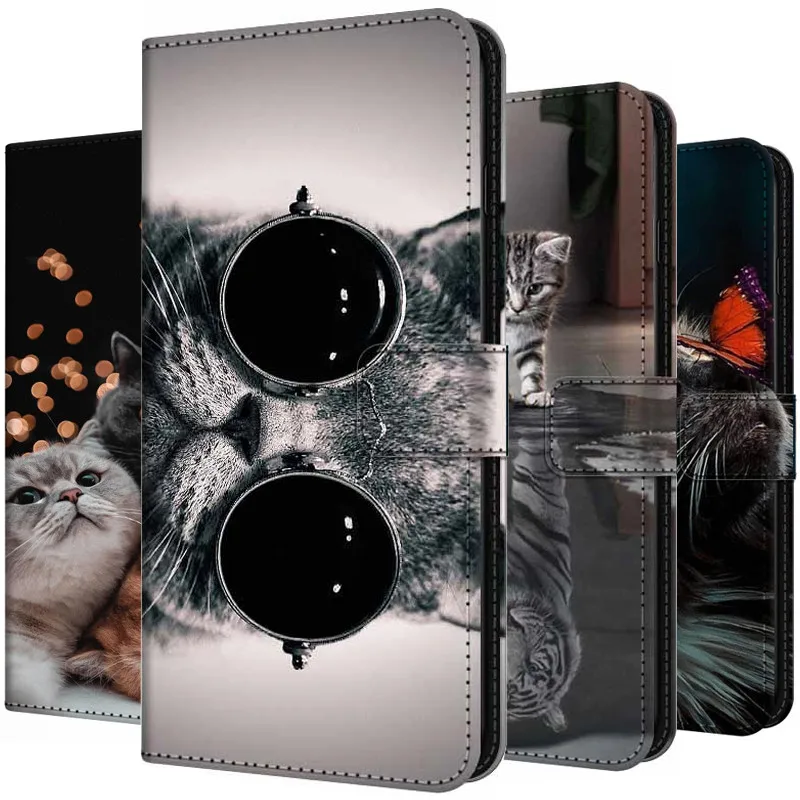 Lovely Cats Leather Flip Book Wallet Case For iPhone 14 13 12 11 Pro