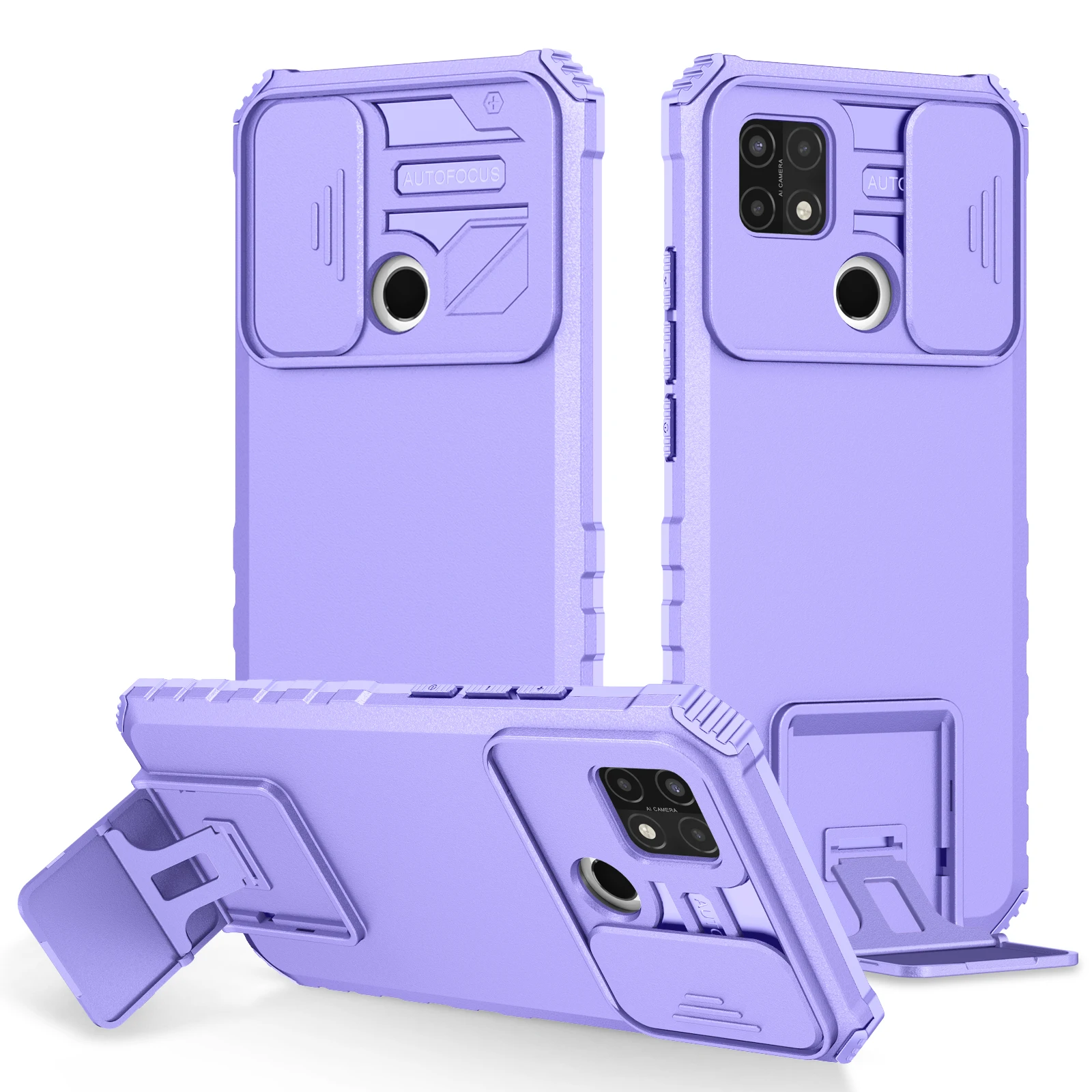 Durable Slide Camera Armor Phone Case with Plastic Holder and Hard Cover