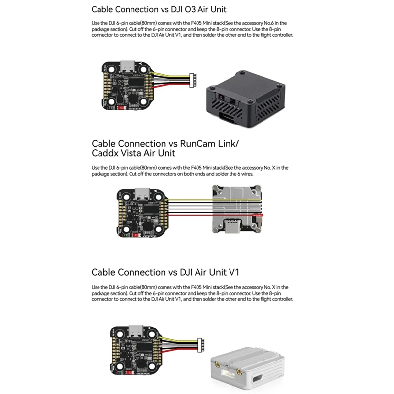 Carte F405 mini connectée à un récepteur et ESC via des fils, avec LED d'état allumée. Achetez la carte de contrôle de vol F405 mini 35A 4-en-1 avec Bluetooth pour drone FPV.