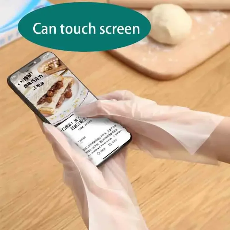100Pcs Rubber Transparent Vinyl TPE Gloves Latex-free Gloves for Laboratory Work for Hairdressing Clean Work Transparent