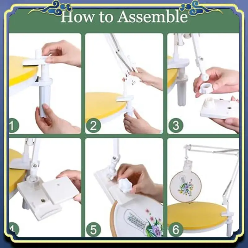 Adjustable Embroidery Hoop Stand-Folding Embroidery, 360 Degree Rotating Crossstitch Stand For Needle Point Projects A Durable