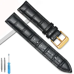 Premium Genuine Leather Watchband Strap with Steel Pin Buckle - High - Quality Wrist Bracelet with Tool Included - 20mm (Black - G)