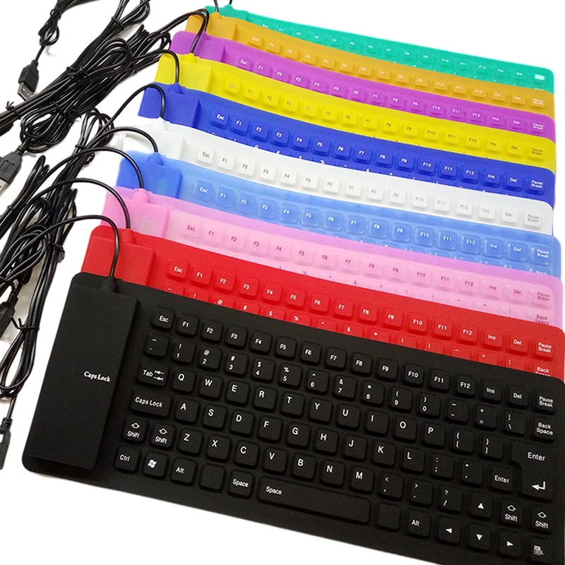 Clavier USB Portable, Flexible et Pliable en Caoutchouc Pour PC-0